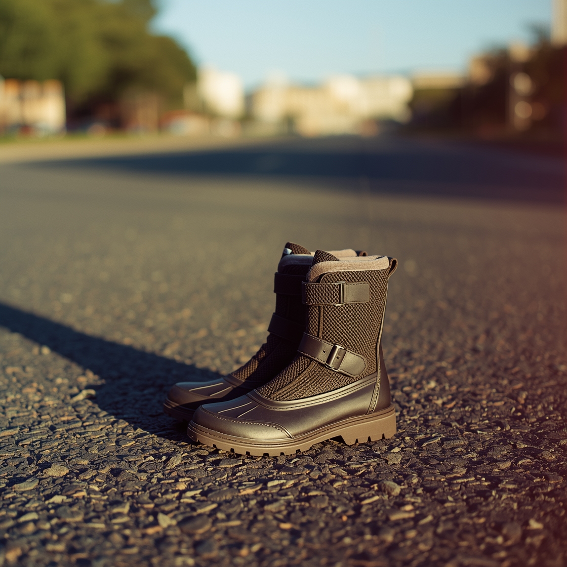 A pair of dog boots for protecting paws on hot pavement