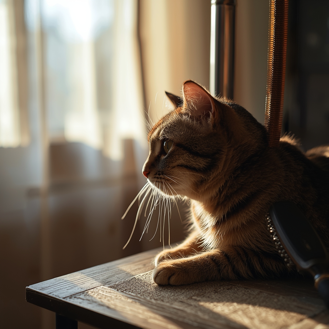 A tabby cat being brushed with Oster Gentle Paws Slicker Brush