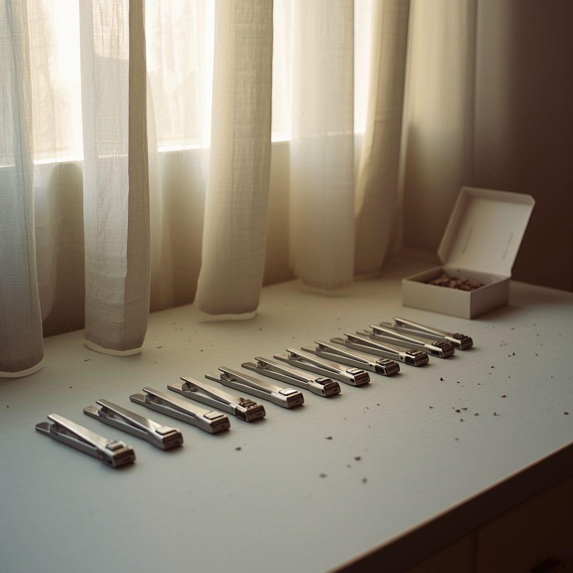 Assortment of cat nail clippers on a grooming table