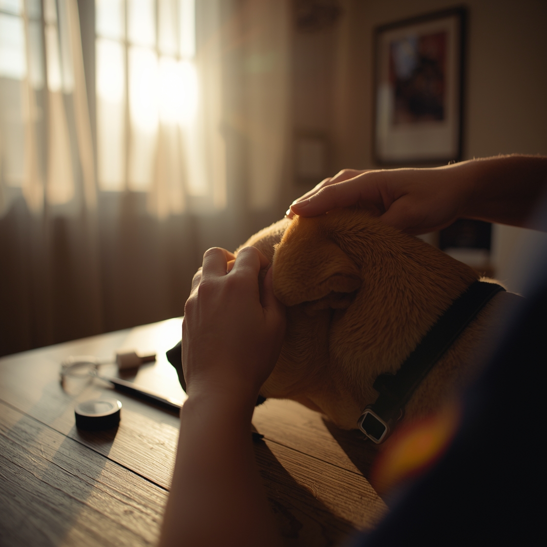 Close-up of dog's ear canal and eardrum for veterinary examination