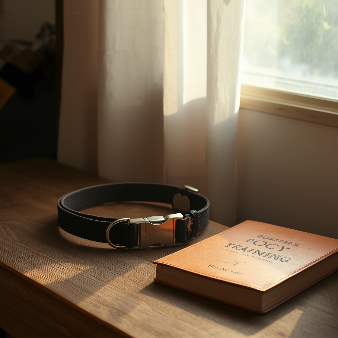 dog training collar on wooden workbench